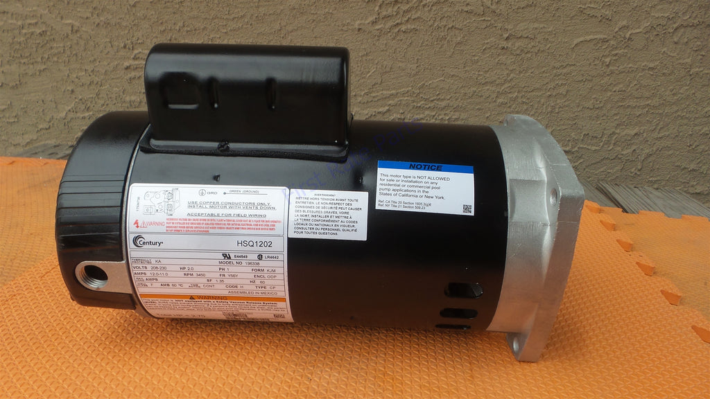 Century HSQ1202 Swimming Pool Motor Hayward TriStar Pump 2HP AO Smith