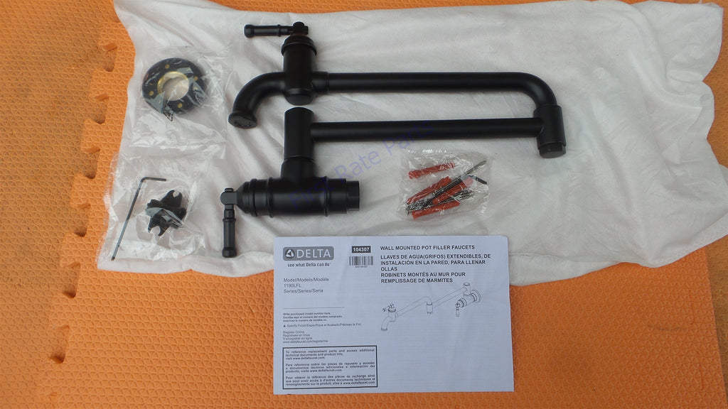 Delta 1190LFL-BL Wall Mount Pot Filler Matte Black Broderick 1190LFL
