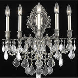 Elegant Lighting 9605W21PW/RC Monarch 5 Light Sconce Pewter Crystal